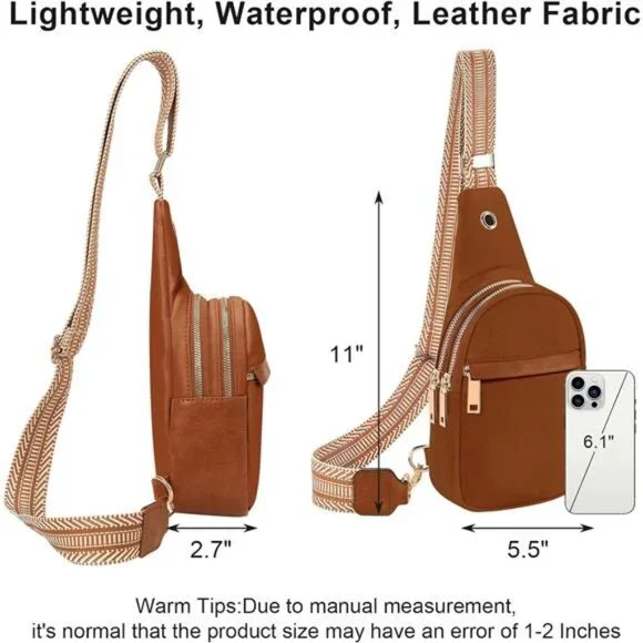 Sling Bags Small Vegan Leather Fashion Camel - Picture 4 of 7